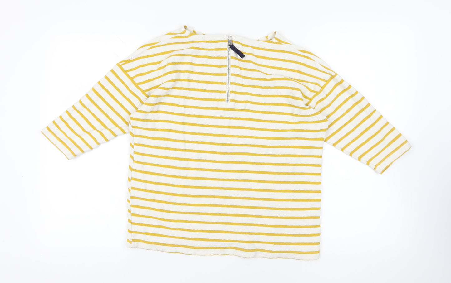 Joules Yellow Striped 8 Blouse with Zip Accent