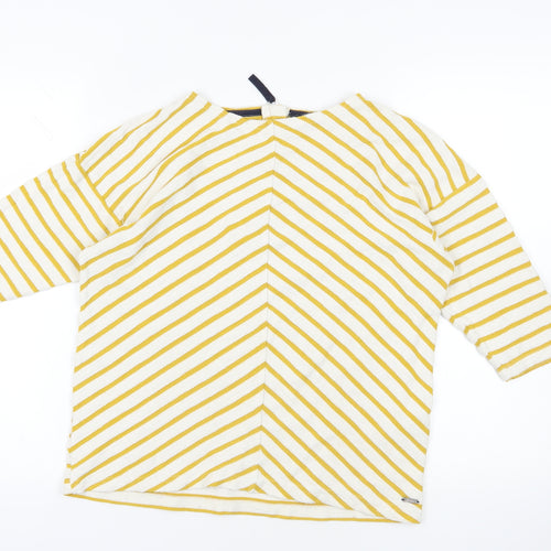 Joules Yellow Striped 8 Blouse with Zip Accent