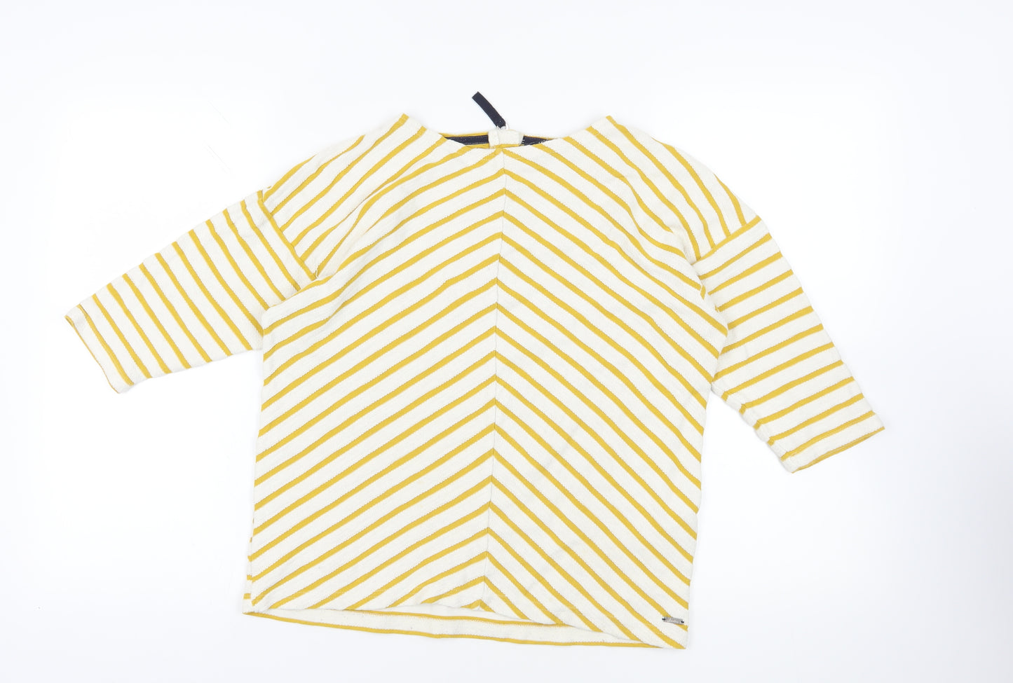 Joules Yellow Striped 8 Blouse with Zip Accent