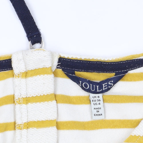 Joules Yellow Striped 8 Blouse with Zip Accent