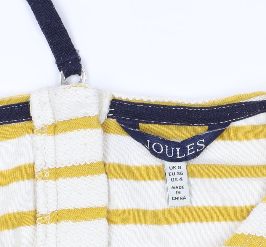 Joules Yellow Striped 8 Blouse with Zip Accent