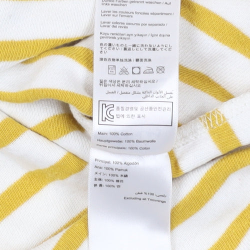 Joules Yellow Striped 8 Blouse with Zip Accent