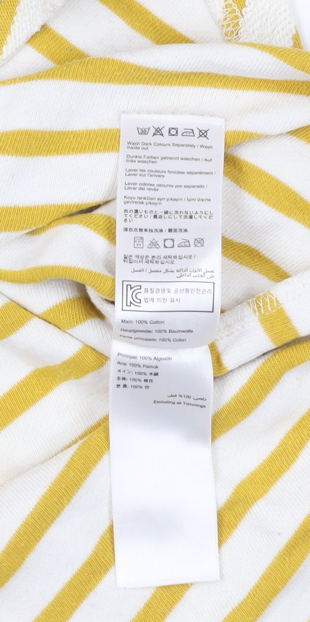 Joules Yellow Striped 8 Blouse with Zip Accent