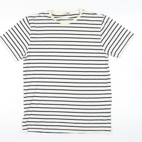 Reiss White Striped Cotton T-Shirt M