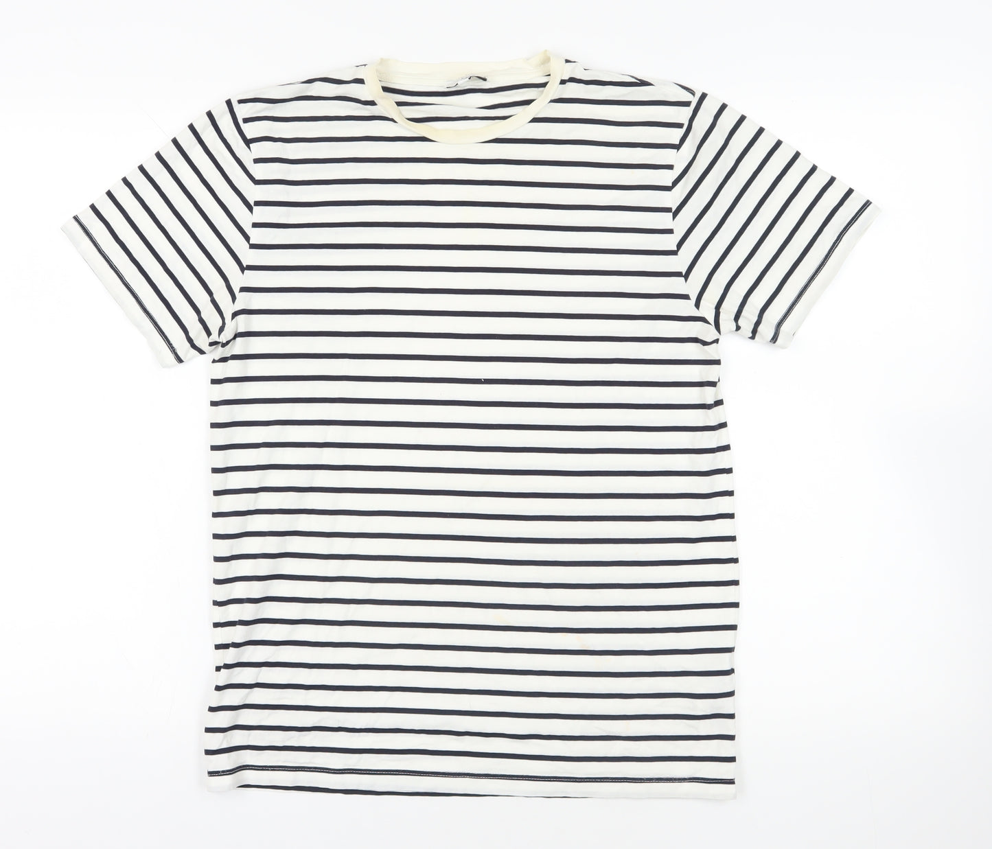 Reiss White Striped Cotton T-Shirt M