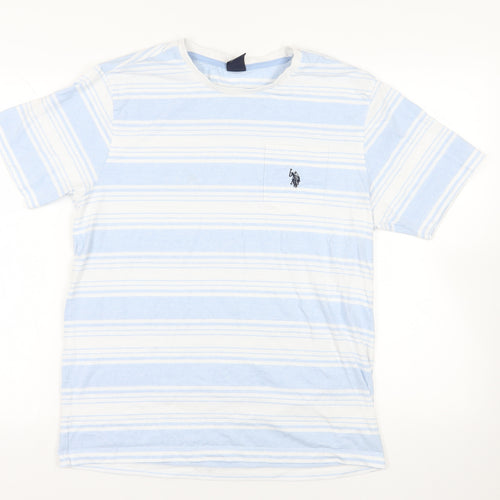 U.S. Polo Assn. Striped Blue T-Shirt, M, Short Sleeve