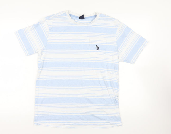 U.S. Polo Assn. Striped Blue T-Shirt, M, Short Sleeve