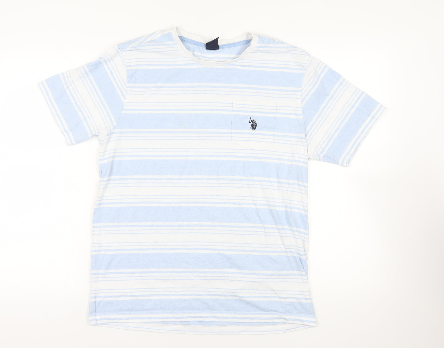 U.S. Polo Assn. Striped Blue T-Shirt, M, Short Sleeve