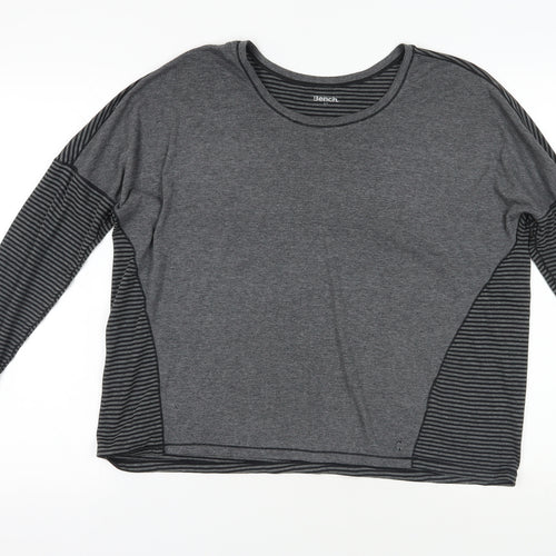 Bench Grey Striped Crew Neck T-Shirt, Size S