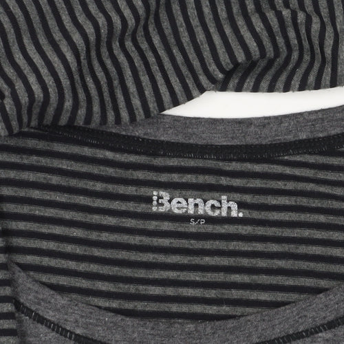 Bench Grey Striped Crew Neck T-Shirt, Size S