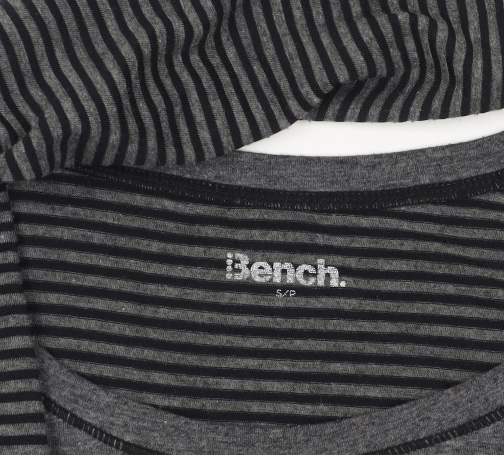 Bench Grey Striped Crew Neck T-Shirt, Size S