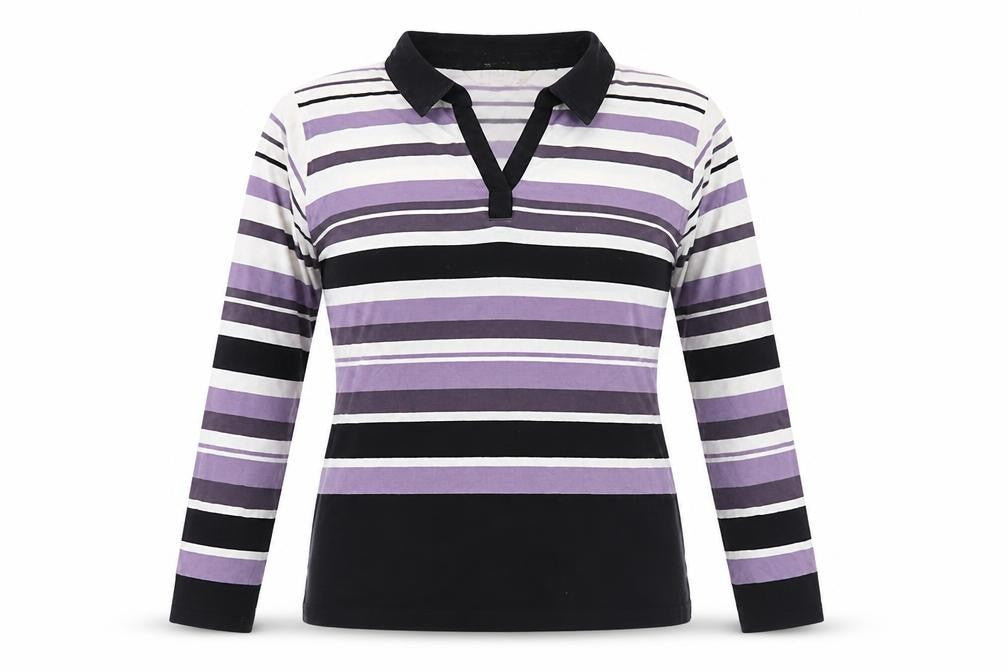 Front view of EWM Multicoloured Striped Polo Shirt L