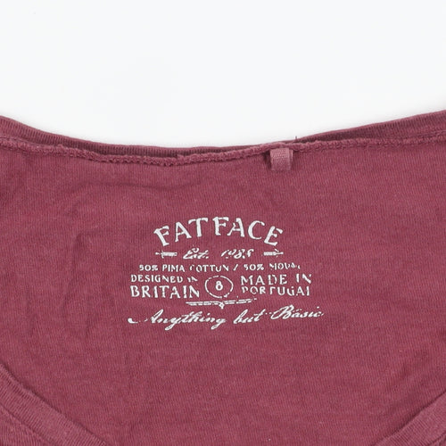 Fat Face Red Basic Long Sleeve T-Shirt Size 8