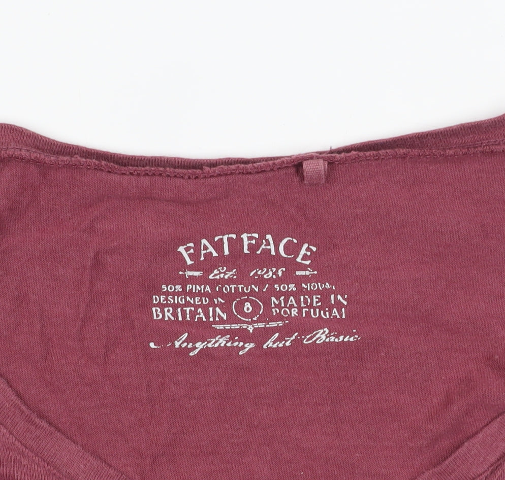 Fat Face Red Basic Long Sleeve T-Shirt Size 8