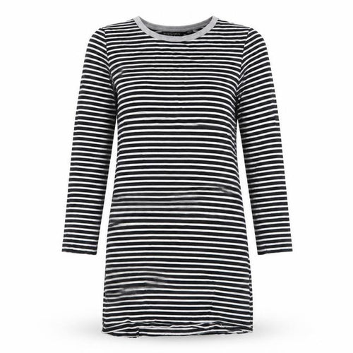 Brave Soul Striped Black T-Shirt Dress S