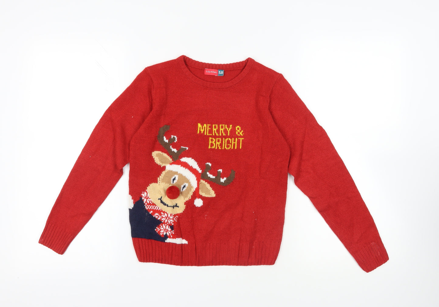 Lily & Dan Red Christmas Reindeer Jumper 9-10 Years