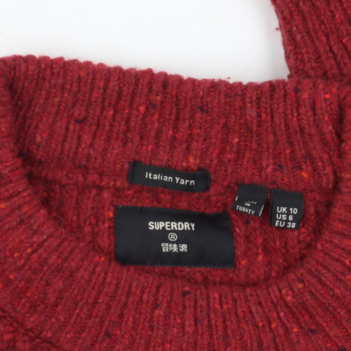 Superdry Red Chunky Knit Pullover Jumper Size 10