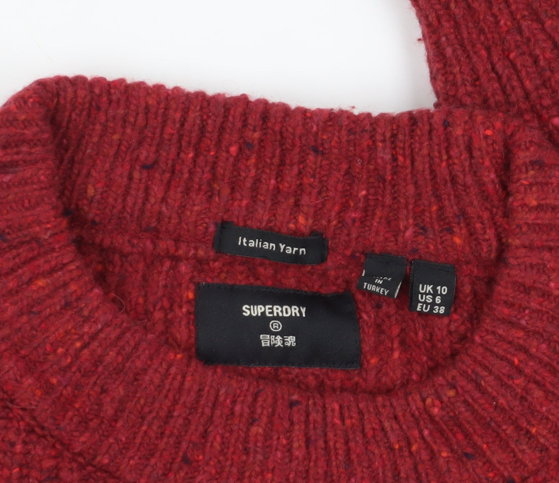 Superdry Red Chunky Knit Pullover Jumper Size 10