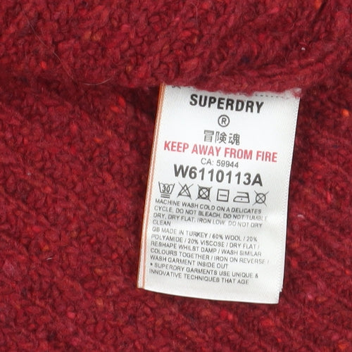 Superdry Red Chunky Knit Pullover Jumper Size 10