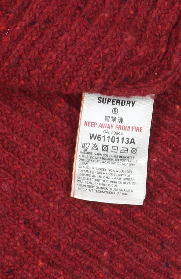 Superdry Red Chunky Knit Pullover Jumper Size 10