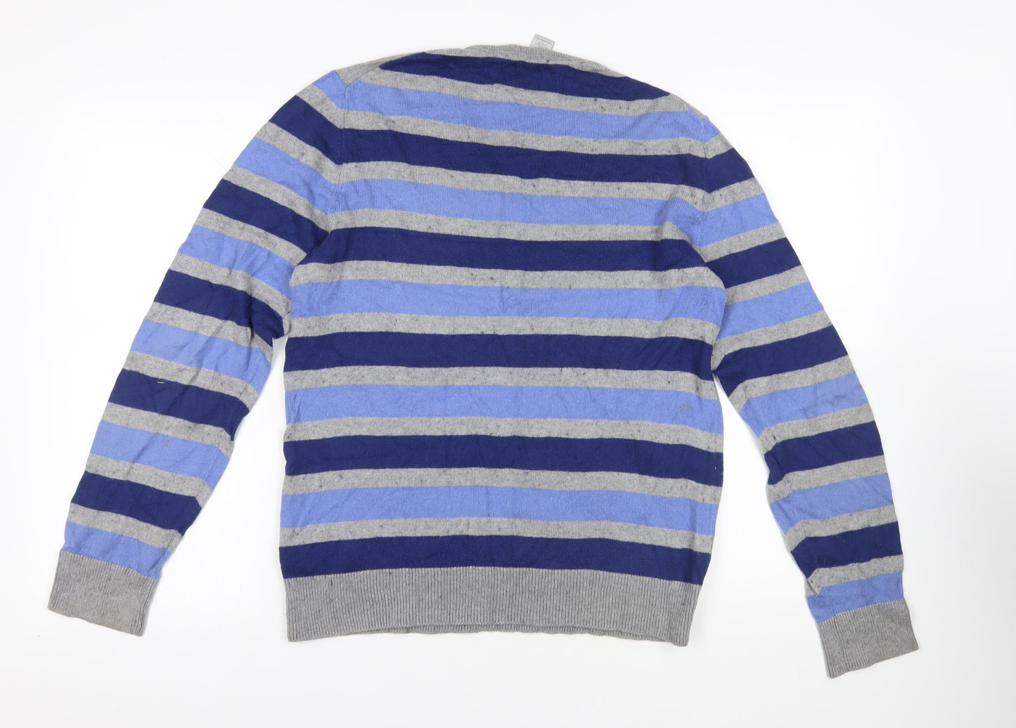 Gap Men's Blue Striped Cotton Cashmere Jumper