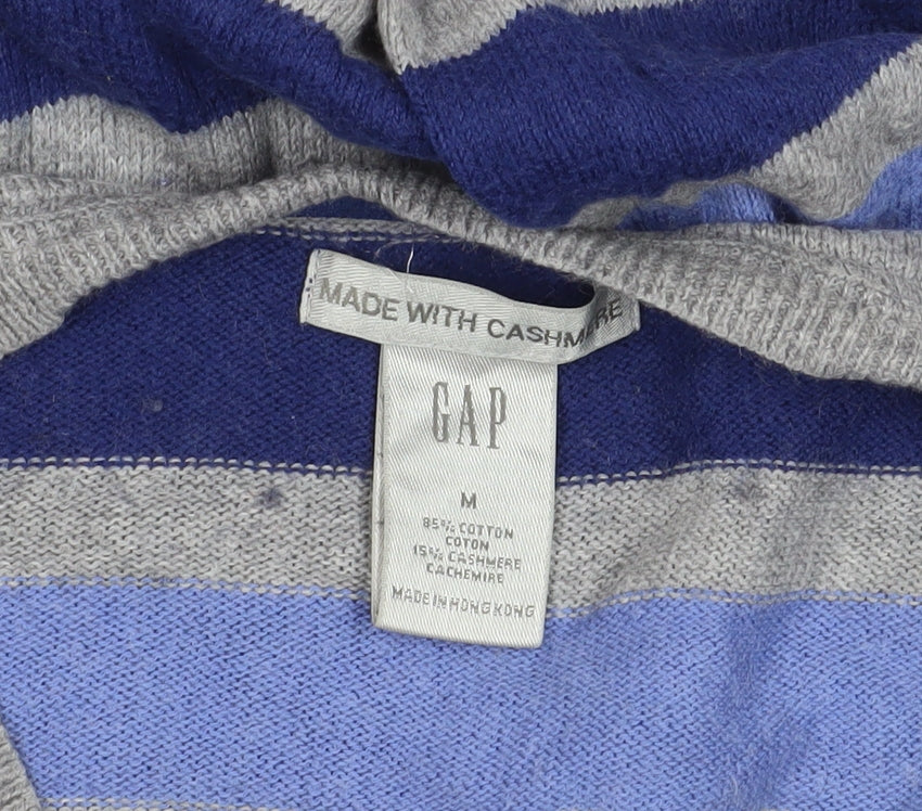 Gap Men's Blue Striped Cotton Cashmere Jumper