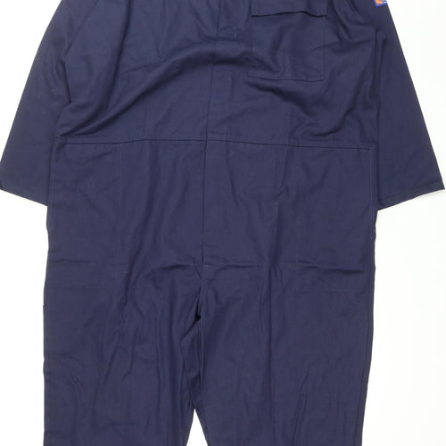 Flametex Mens Blue Cotton Carpenter Trousers Size XL L28 in Regular Snap - Full Length 64'' Coverall Workwear