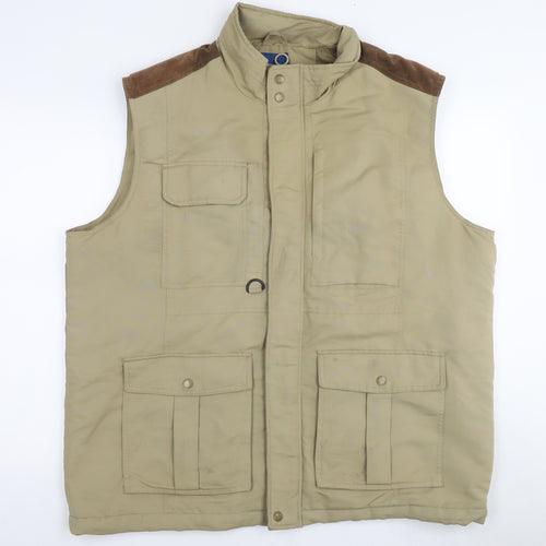Cotton Traders Mens Brown Gilet Waistcoat Size 2XL Zip