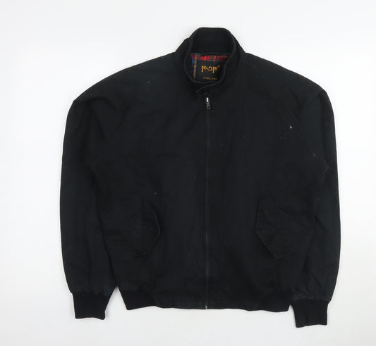 POP Mens Black Bomber Jacket Jacket Size S Zip