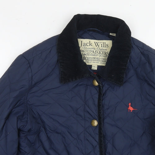 Jack Wills Womens Blue Quilted Jacket Size 10 Snap