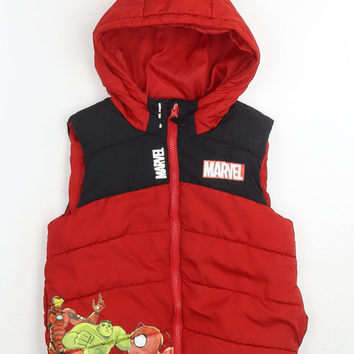 Marvel Boys Red Gilet Waistcoat Size 5-6 Years Zip - Spiderman, Hulk