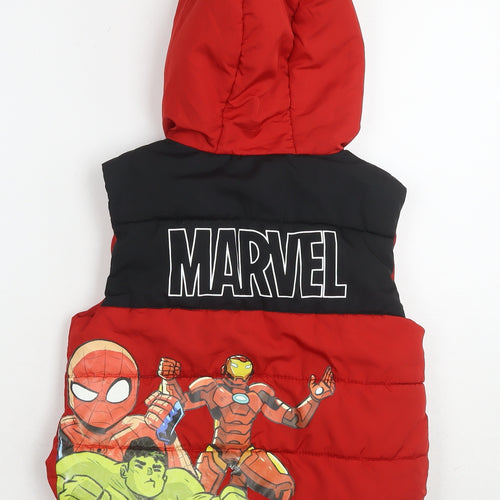 Marvel Boys Red Gilet Waistcoat Size 5-6 Years Zip - Spiderman, Hulk