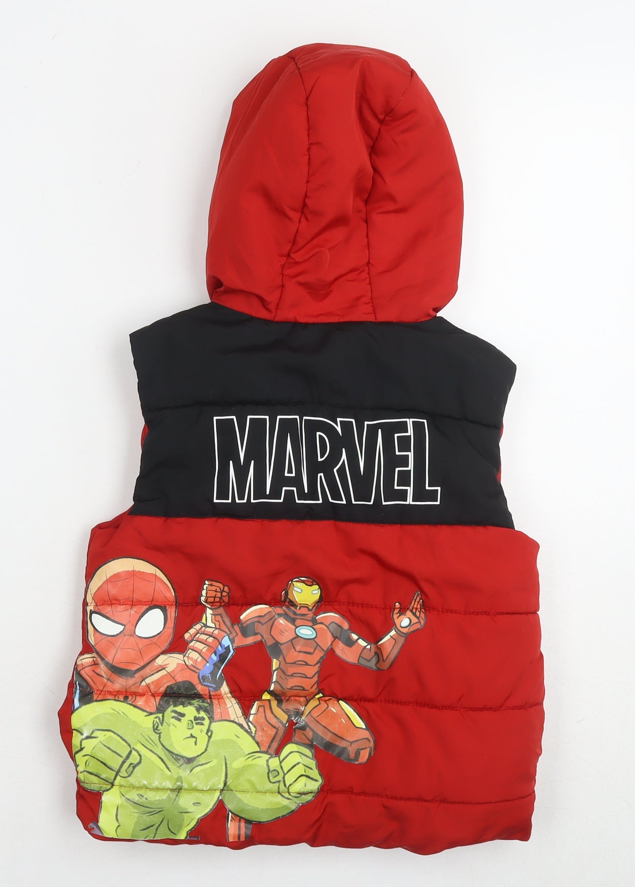 Marvel Boys Red Gilet Waistcoat Size 5-6 Years Zip - Spiderman, Hulk