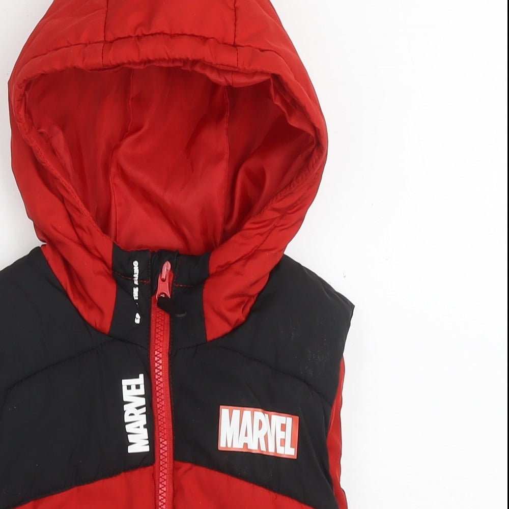 Marvel Boys Red Gilet Waistcoat Size 5-6 Years Zip - Spiderman, Hulk