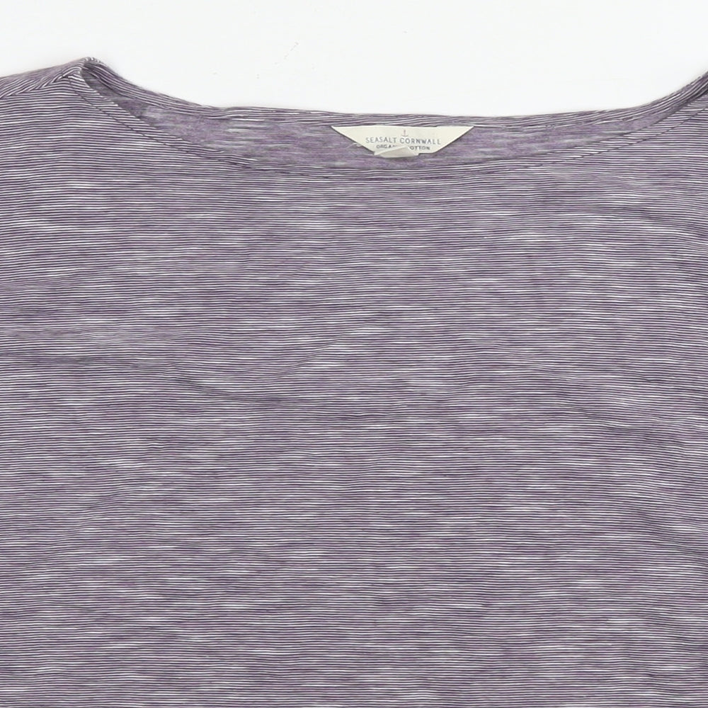 Seasalt Womens Purple Cotton Basic T-Shirt Size 16 Round Neck