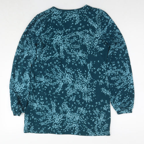 Kim&Co Womens Blue Round Neck Floral Polyester Tunic Jumper Size S