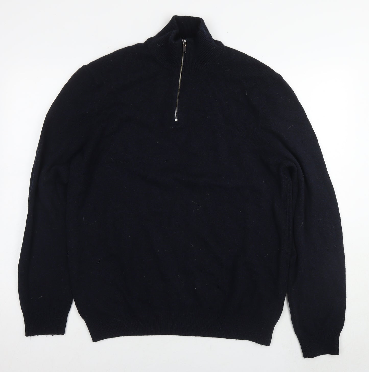 Autograph Mens Black Round Neck Wool Pullover Jumper Size XL Long Sleeve