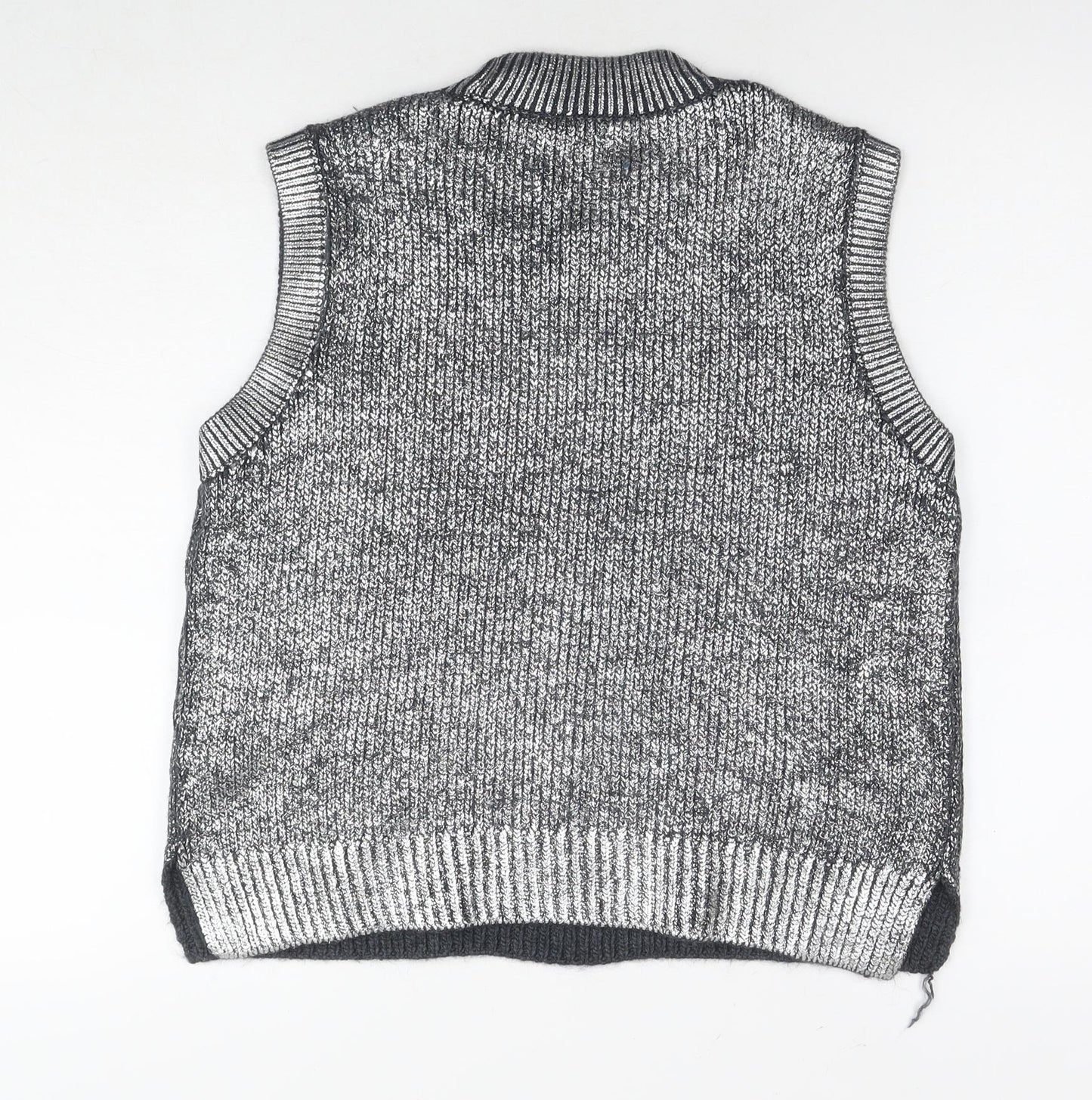 Per Una Womens Silver V-Neck Acrylic Vest Jumper Size M