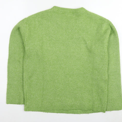 Marks and Spencer Womens Green Round Neck Polyester Pullover Jumper Size S