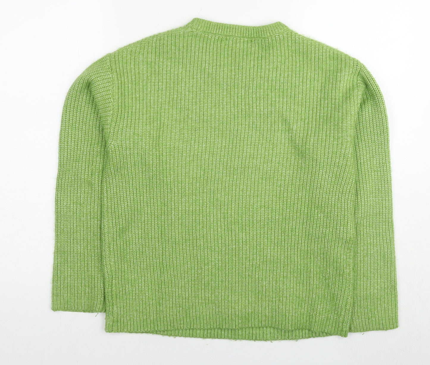 Marks and Spencer Womens Green Round Neck Polyester Pullover Jumper Size S