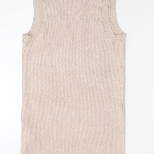 Marks and Spencer Womens Beige Viscose Basic Tank Size 8 Round Neck