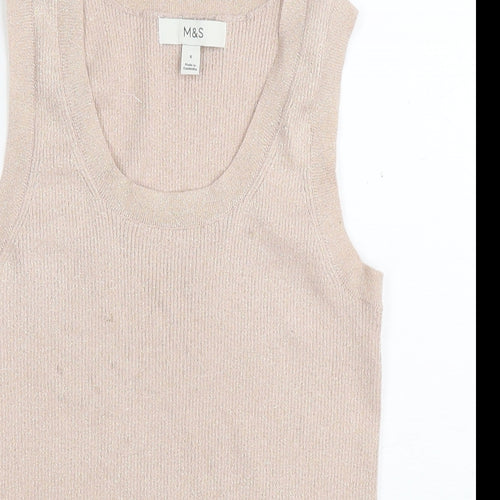 Marks and Spencer Womens Beige Viscose Basic Tank Size 8 Round Neck