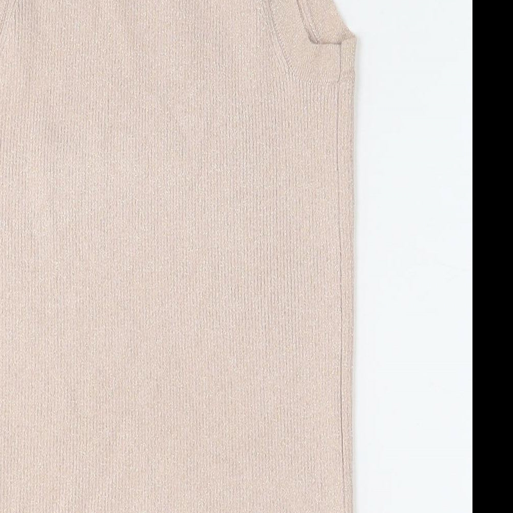 Marks and Spencer Womens Beige Viscose Basic Tank Size 8 Round Neck