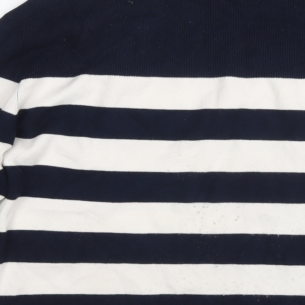 Marks and Spencer Womens Blue Round Neck Striped Viscose Pullover Jumper Size M