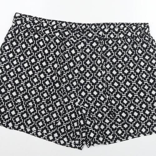 Autograph Womens Black Geometric Cupro Mom Shorts Size 22 L4 in Regular Drawstring