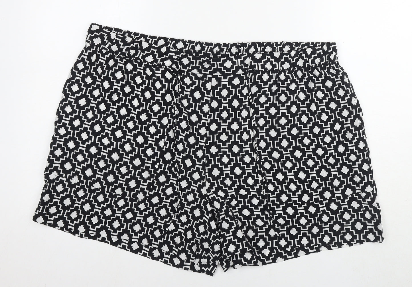 Autograph Womens Black Geometric Cupro Mom Shorts Size 22 L4 in Regular Drawstring