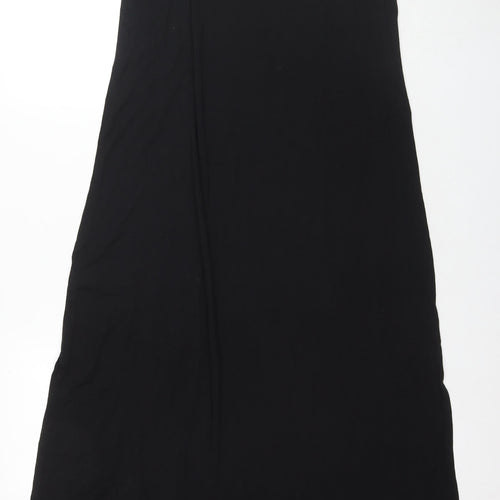 Monsoon Womens Black Viscose Tank Dress Size L Round Neck Pullover - Side Slit(s)