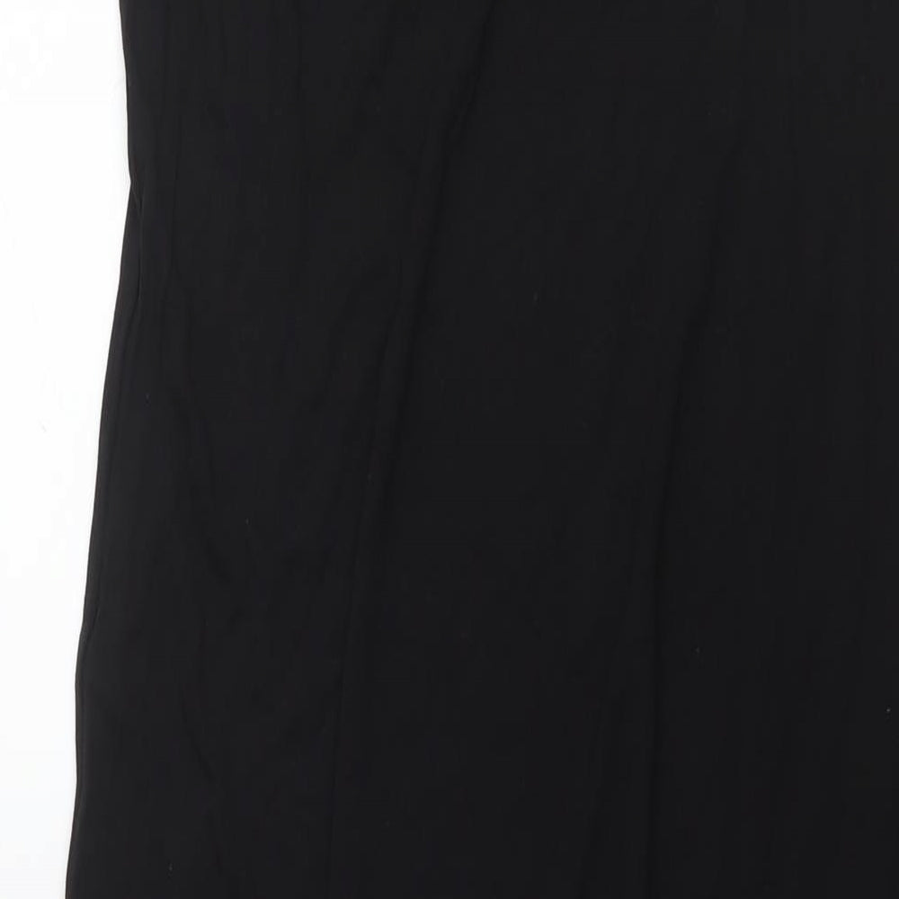 Monsoon Womens Black Viscose Tank Dress Size L Round Neck Pullover - Side Slit(s)