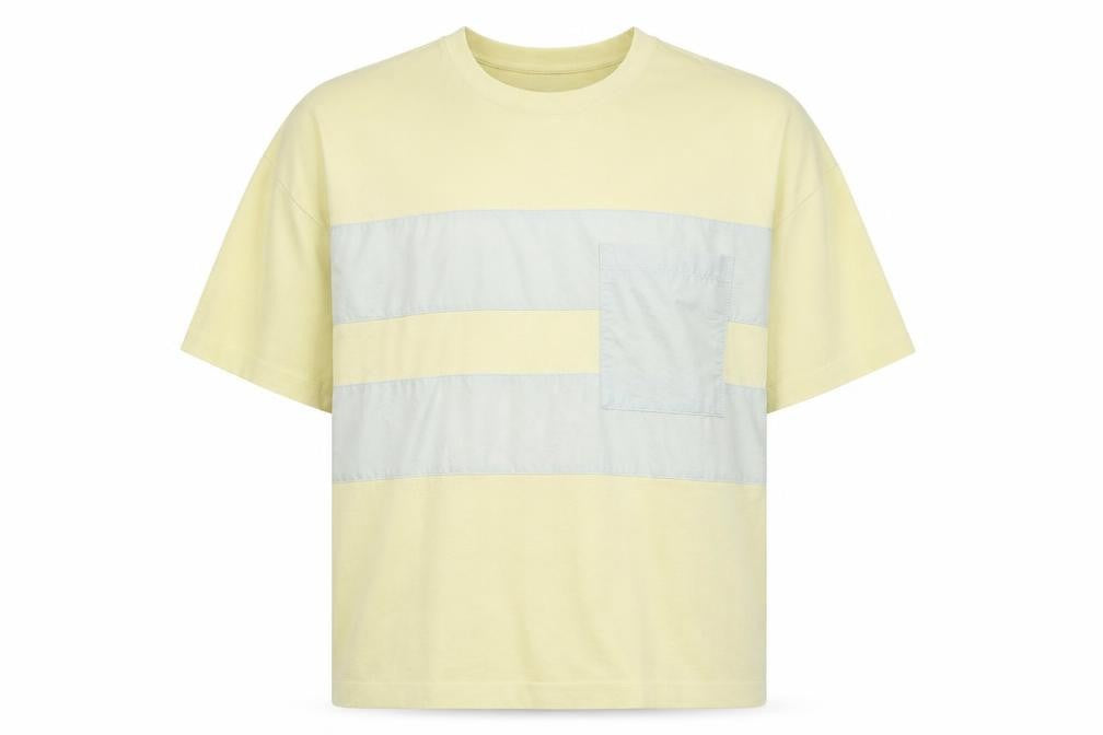 Front view of Zara women’s yellow nylon basic t-shirt, size L, round neck