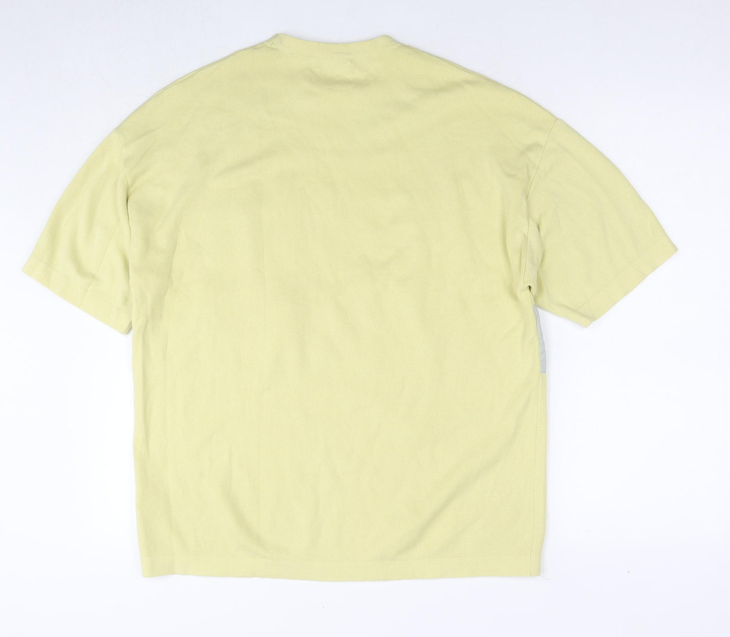 Zara Womens Yellow Nylon Basic T-Shirt Size L Round Neck